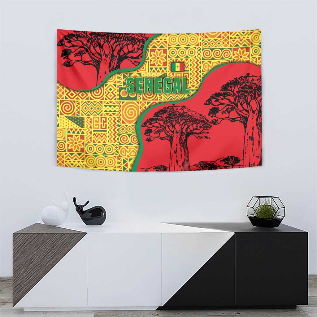 Senegal Tapestry with Baobab Tree and African Tribal Pattern Design - Wonder Print Shop