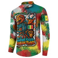 Multicolor button sweatshirt with wildlife graffiti artwork and Senegal flag sleeve panel