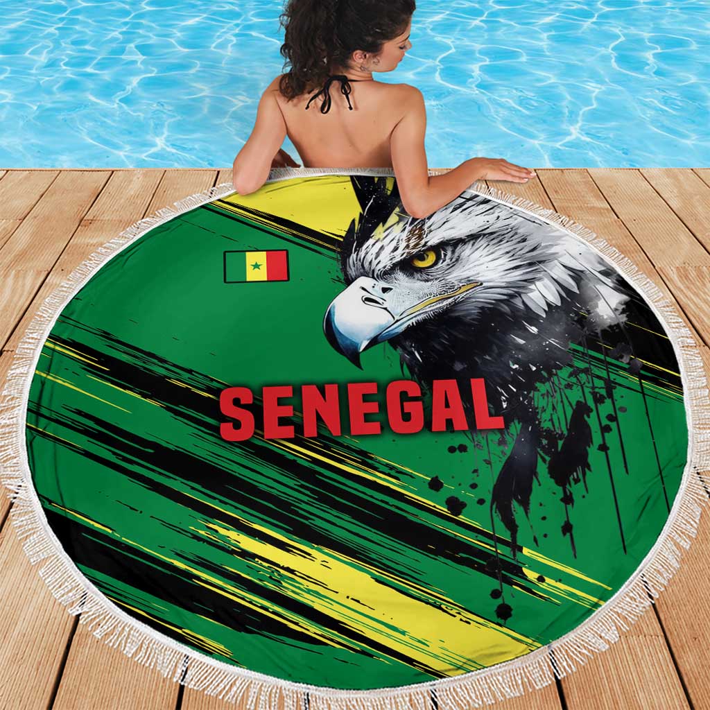 Senegal Beach Blanket with Bold Eagle Graphic and Brushstroke Flag Colors Design - Wonder Print Shop
