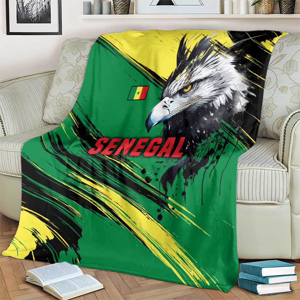 Senegal Blanket with Bold Eagle Graphic and Brushstroke Flag Colors Design - Wonder Print Shop