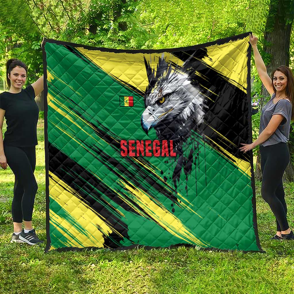 Senegal Quilt with Bold Eagle Graphic and Brushstroke Flag Colors Design - Wonder Print Shop