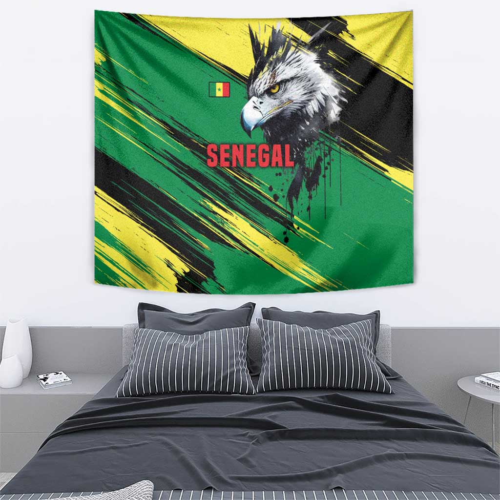 Senegal Tapestry with Bold Eagle Graphic and Brushstroke Flag Colors Design - Wonder Print Shop