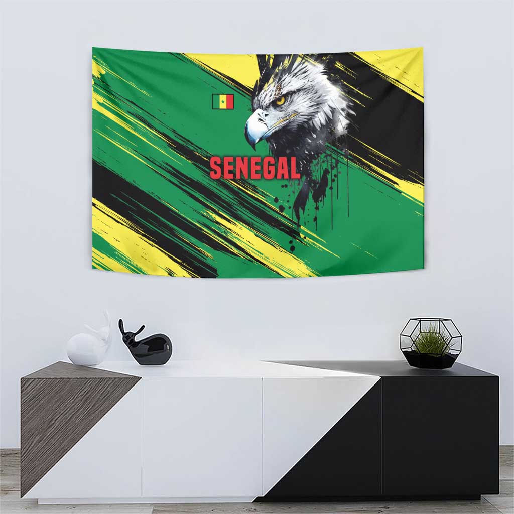 Senegal Tapestry with Bold Eagle Graphic and Brushstroke Flag Colors Design - Wonder Print Shop