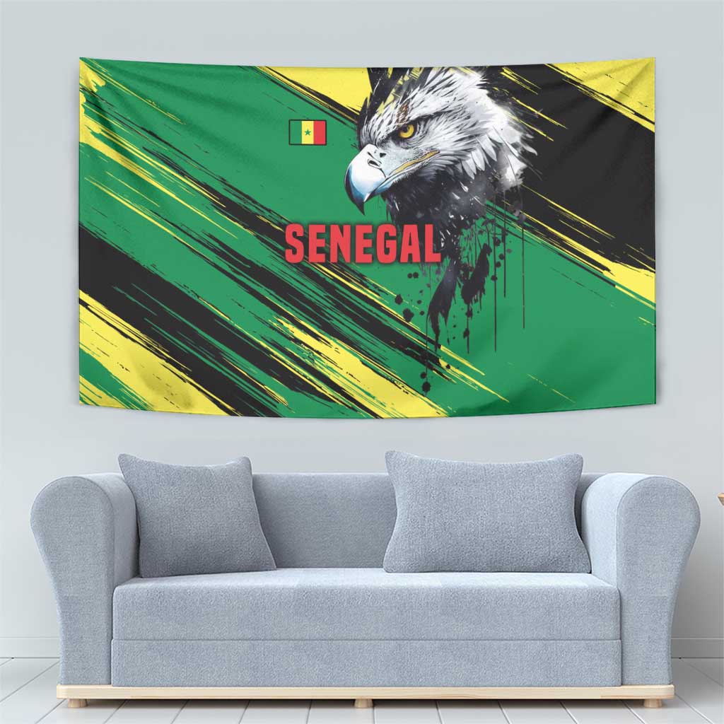Senegal Tapestry with Bold Eagle Graphic and Brushstroke Flag Colors Design - Wonder Print Shop