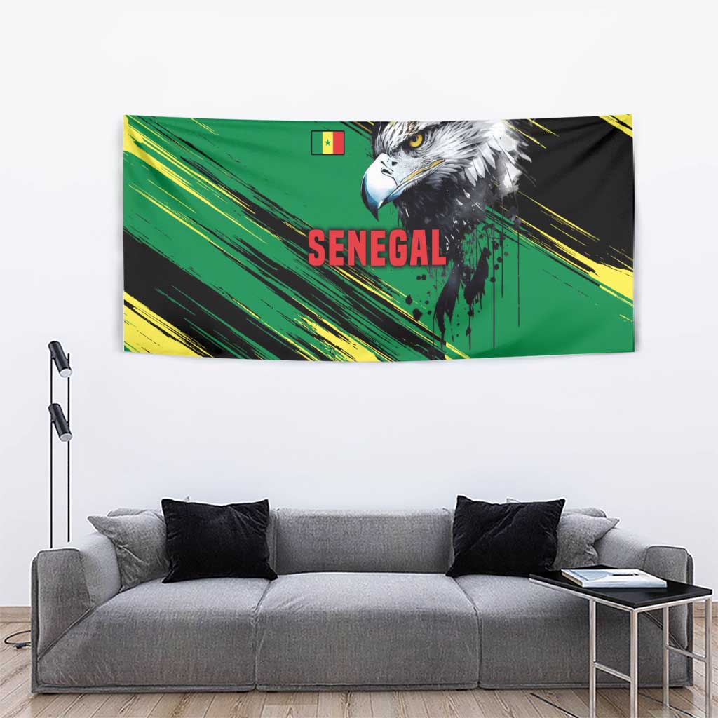 Senegal Tapestry with Bold Eagle Graphic and Brushstroke Flag Colors Design - Wonder Print Shop