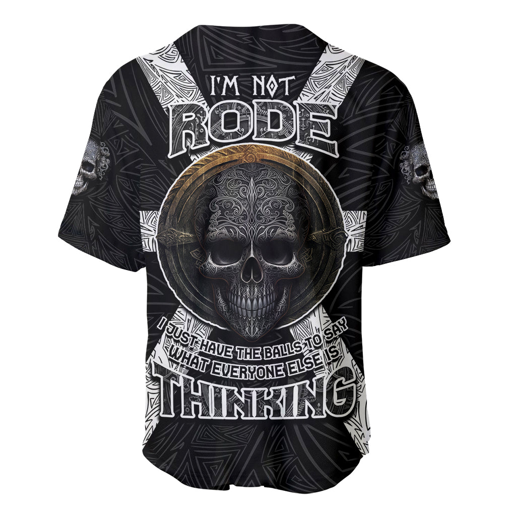 Hell Pattern Skull Baseball Jersey I'm Not Rode I Just Hace The Balls To Say What Everyone Else is Thinking - Wonder Print Shop