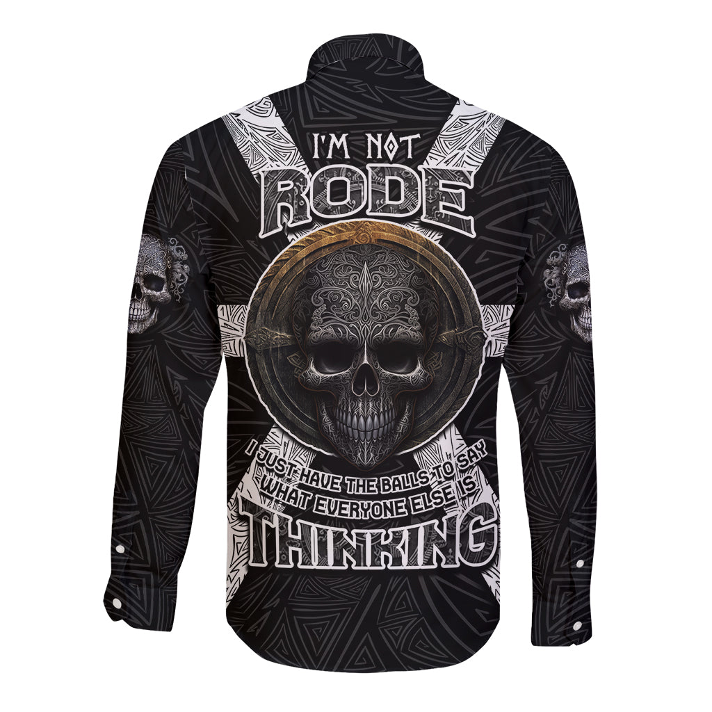 Hell Pattern Skull Long Sleeve Button Shirt I'm Not Rode I Just Hace The Balls To Say What Everyone Else is Thinking - Wonder Print Shop