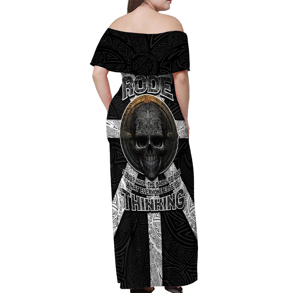 Hell Pattern Skull Off Shoulder Maxi Dress I'm Not Rode I Just Hace The Balls To Say What Everyone Else is Thinking - Wonder Print Shop