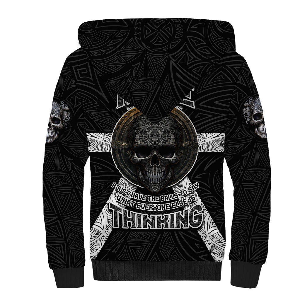 Hell Pattern Skull Sherpa Hoodie I'm Not Rode I Just Hace The Balls To Say What Everyone Else is Thinking - Wonder Print Shop