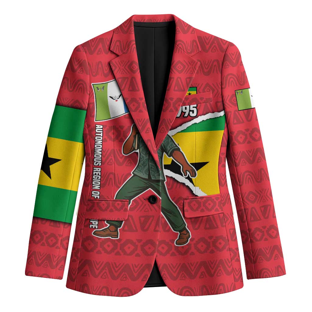 Autonomous Region of Principe Independence Blazer with 1995 Flag Design and Cultural Pattern - Wonder Print Shop