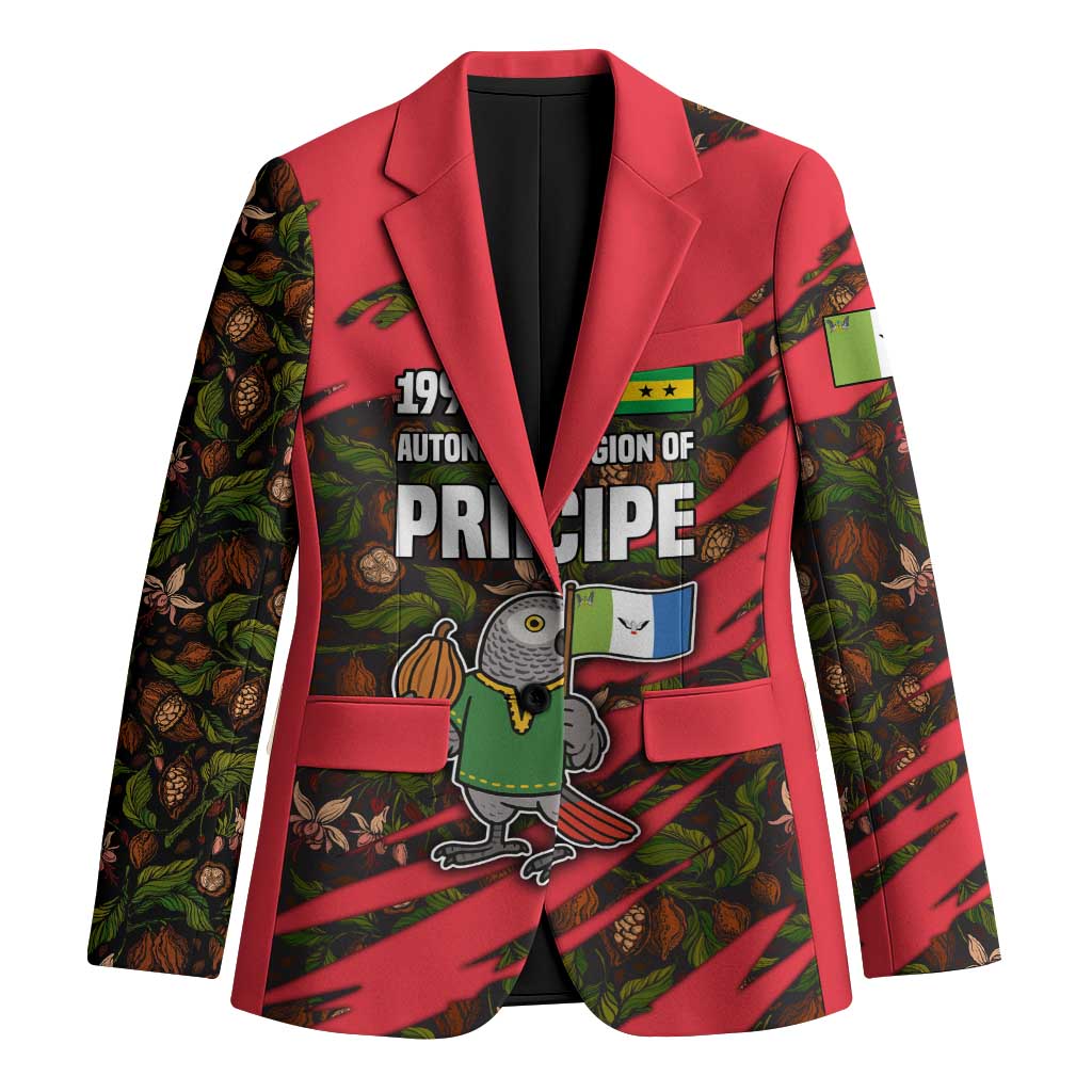 Principe Autonomous Region Blazer with Parrot Cacao and 1995 Flag Design - Wonder Print Shop