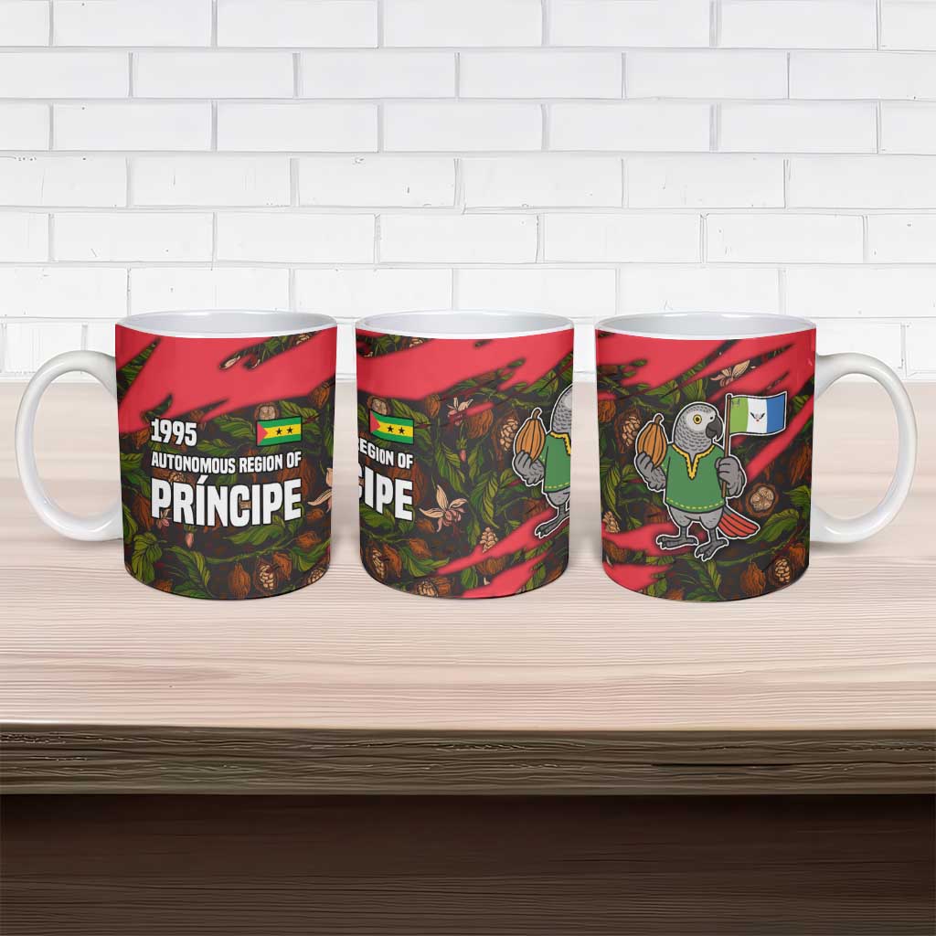Principe Autonomous Region Ceramic Mug with Parrot Cacao and 1995 Flag Design - Wonder Print Shop
