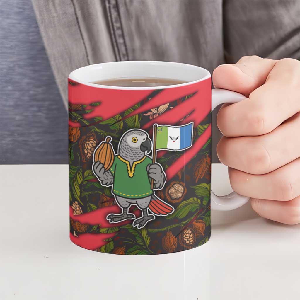 Principe Autonomous Region Ceramic Mug with Parrot Cacao and 1995 Flag Design - Wonder Print Shop