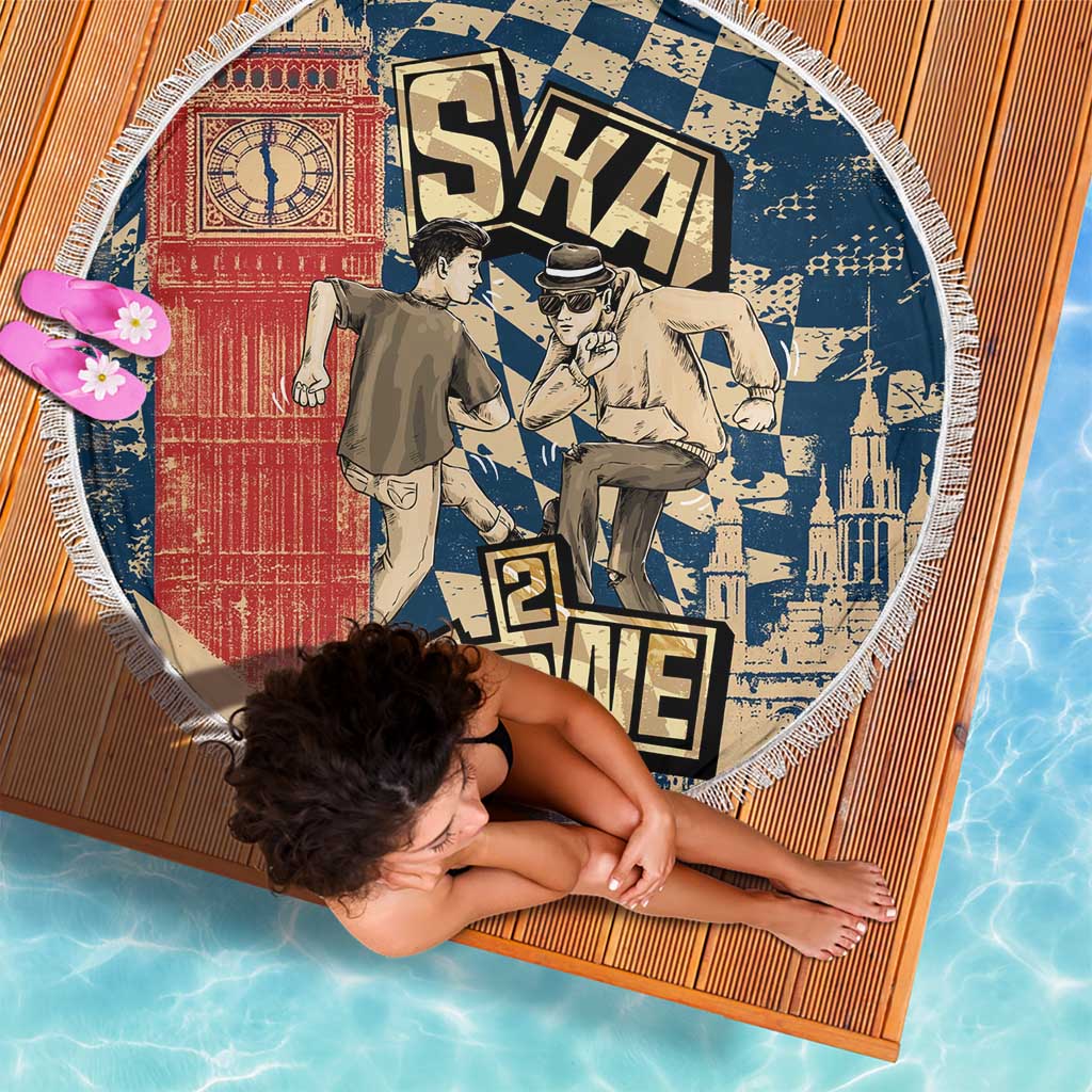 Ska 2 Tone Beach Blanket Big Ben Dance Two Tone Blue Checkerboard - Wonder Print Shop