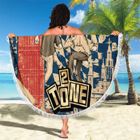Ska 2 Tone Beach Blanket Big Ben Dance Two Tone Blue Checkerboard - Wonder Print Shop