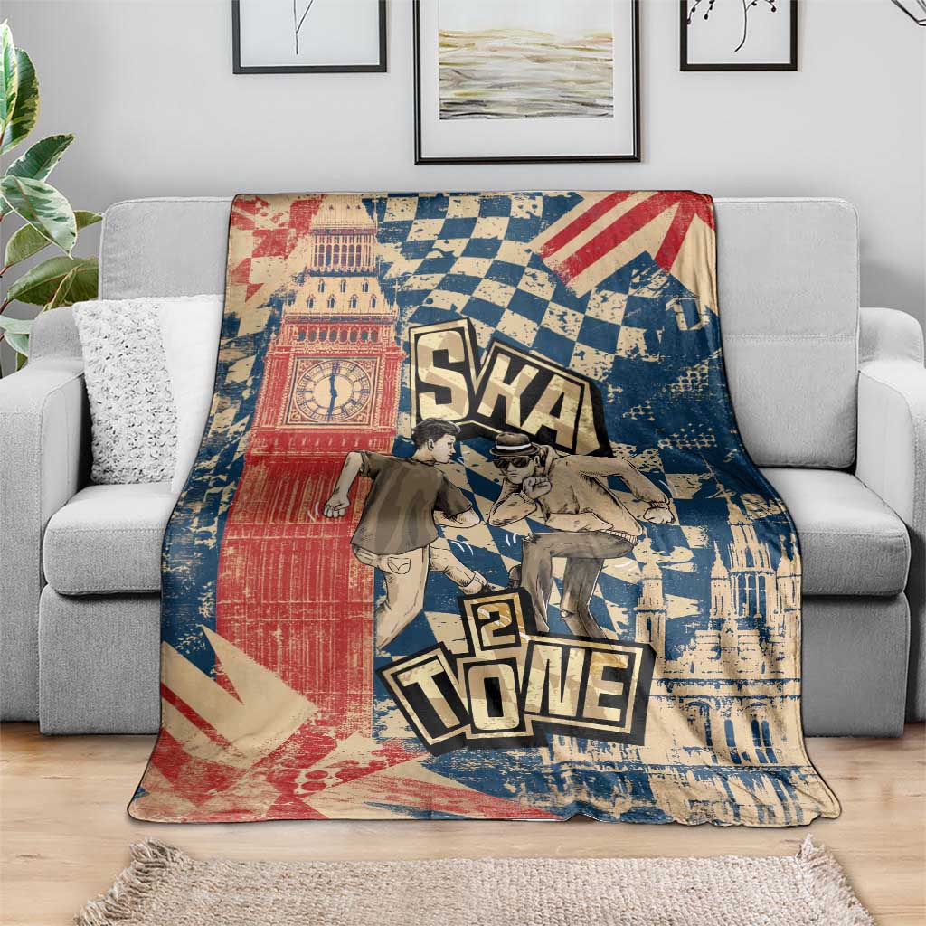 Ska 2 Tone Blanket Big Ben Dance Two Tone Blue Checkerboard - Wonder Print Shop