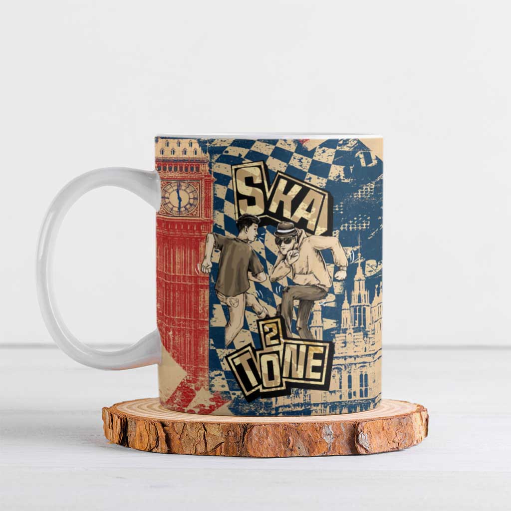 Ska 2 Tone Ceramic Mug Big Ben Dance Two Tone Blue Checkerboard - Wonder Print Shop