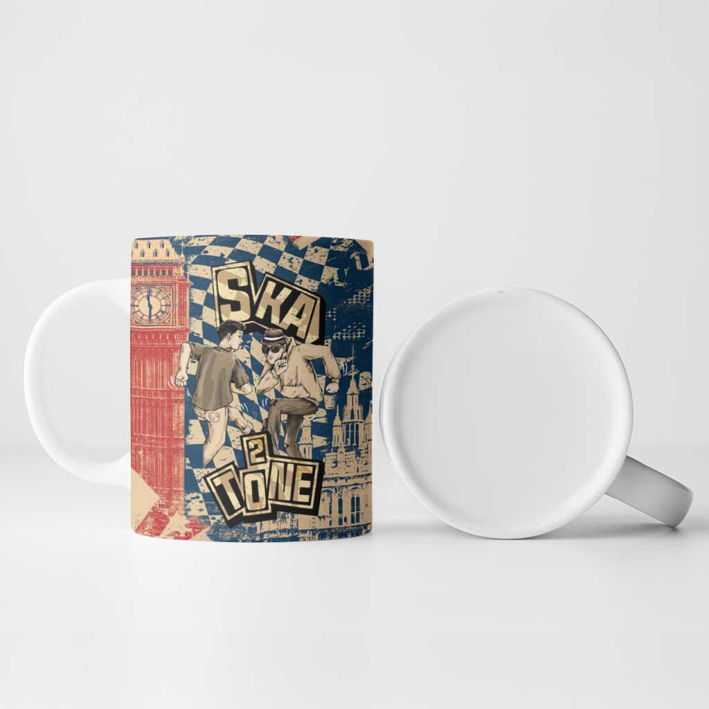 Ska 2 Tone Ceramic Mug Big Ben Dance Two Tone Blue Checkerboard - Wonder Print Shop