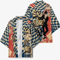 Ska 2 Tone Kimono Big Ben Dance Two Tone Blue Checkerboard - Wonder Print Shop
