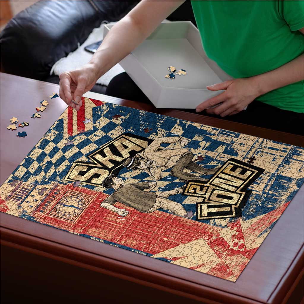 Ska 2 Tone Puzzle Big Ben Dance Two Tone Blue Checkerboard - Wonder Print Shop