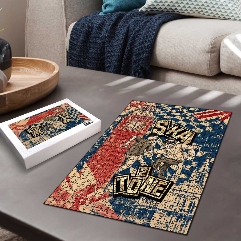 Ska 2 Tone Puzzle Big Ben Dance Two Tone Blue Checkerboard - Wonder Print Shop
