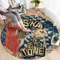 Ska 2 Tone Round Carpet Big Ben Dance Two Tone Blue Checkerboard - Wonder Print Shop