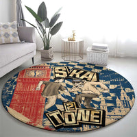Ska 2 Tone Round Carpet Big Ben Dance Two Tone Blue Checkerboard - Wonder Print Shop