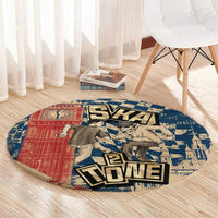Ska 2 Tone Round Carpet Big Ben Dance Two Tone Blue Checkerboard - Wonder Print Shop