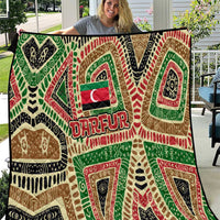 Darfur Sudan Quilt with Red Green Beige Tribal Pattern - Wonder Print Shop