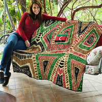 Darfur Sudan Quilt with Red Green Beige Tribal Pattern - Wonder Print Shop