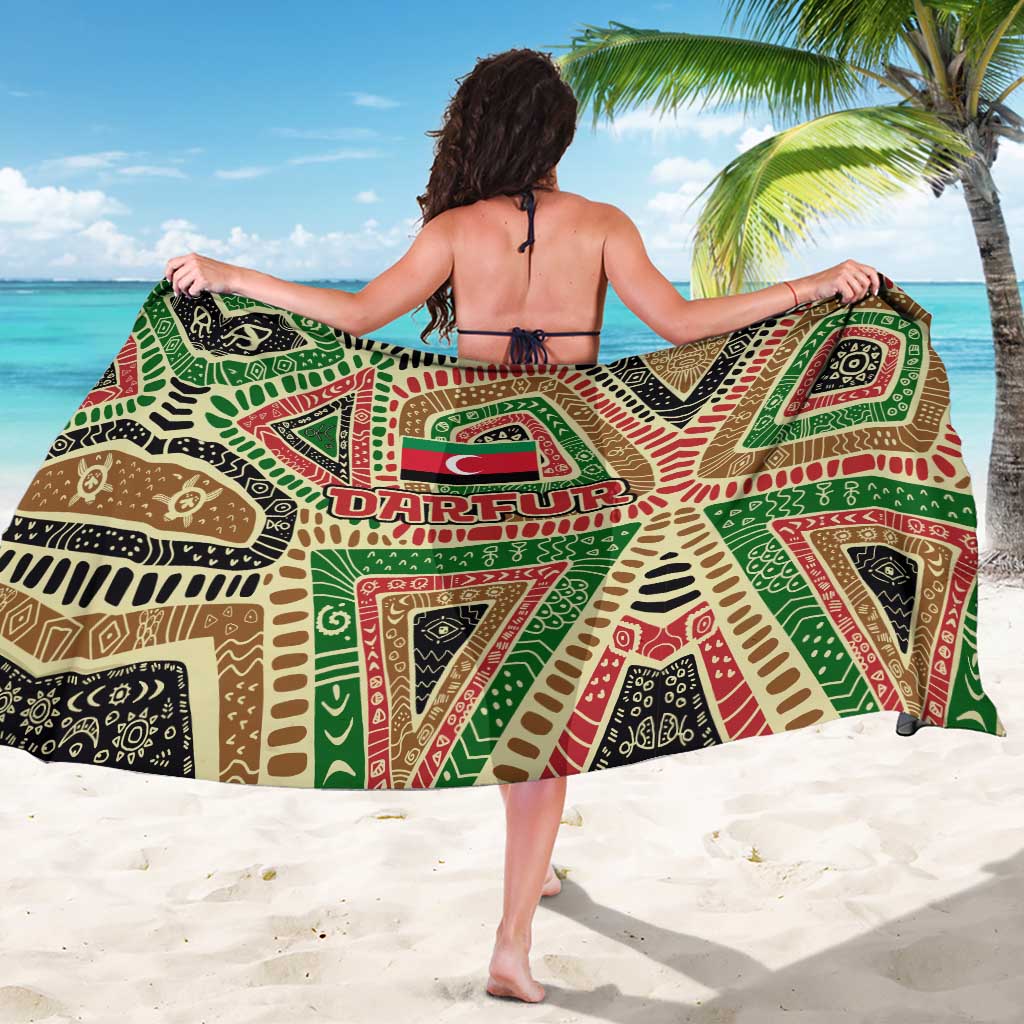 Darfur Sudan Sarong with Red Green Beige Tribal Pattern - Wonder Print Shop