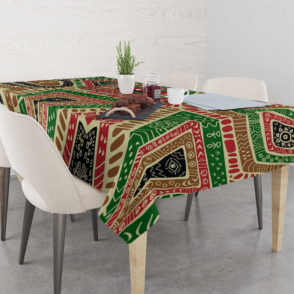 Darfur Sudan Tablecloth with Red Green Beige Tribal Pattern - Wonder Print Shop