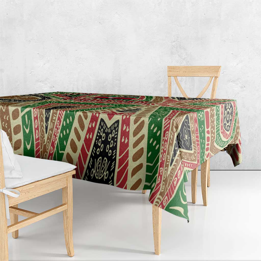 Darfur Sudan Tablecloth with Red Green Beige Tribal Pattern - Wonder Print Shop