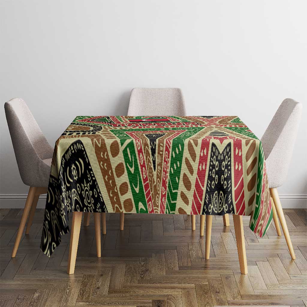 Darfur Sudan Tablecloth with Red Green Beige Tribal Pattern - Wonder Print Shop