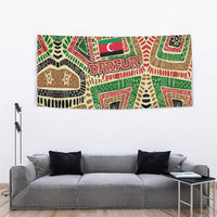 Darfur Sudan Tapestry with Red Green Beige Tribal Pattern - Wonder Print Shop