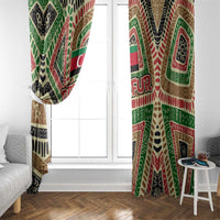 Darfur Sudan Window Curtain with Red Green Beige Tribal Pattern - Wonder Print Shop