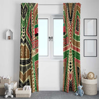 Darfur Sudan Window Curtain with Red Green Beige Tribal Pattern - Wonder Print Shop