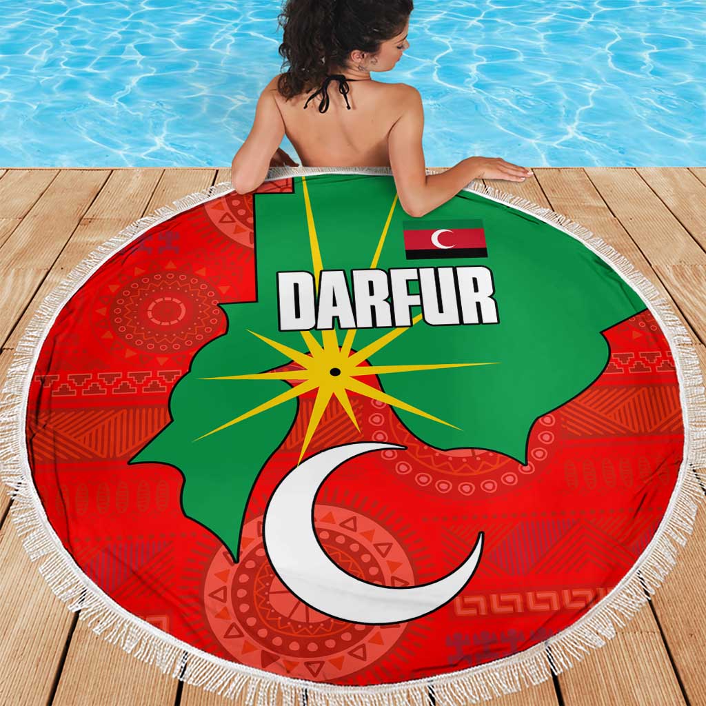 Darfur Sudan Beach Blanket with Red Green Yellow Crescent Star - Wonder Print Shop