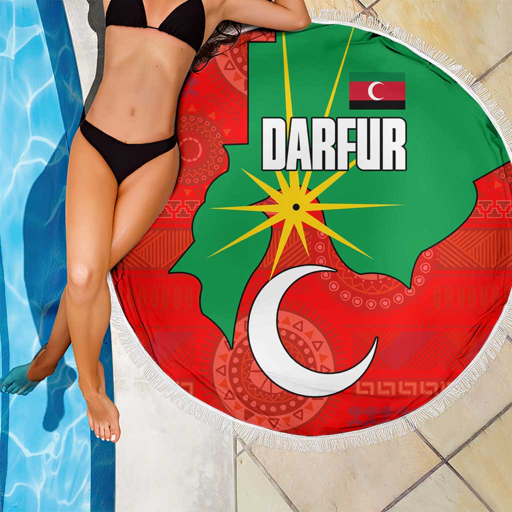 Darfur Sudan Beach Blanket with Red Green Yellow Crescent Star - Wonder Print Shop