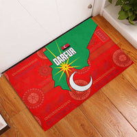 Darfur Sudan Rubber Doormat with Red Green Yellow Crescent Star - Wonder Print Shop