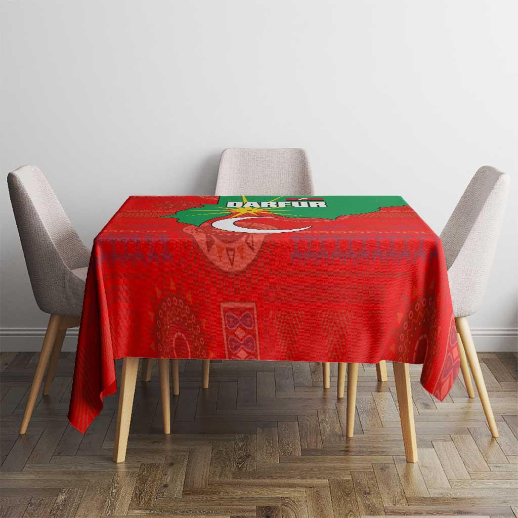 Darfur Sudan Tablecloth with Red Green Yellow Crescent Star - Wonder Print Shop