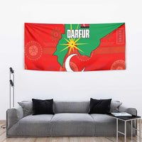 Darfur Sudan Tapestry with Red Green Yellow Crescent Star - Wonder Print Shop