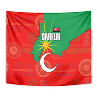 Darfur Sudan Tapestry with Red Green Yellow Crescent Star - Wonder Print Shop