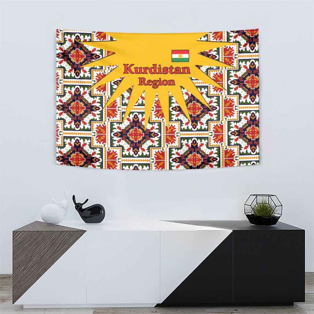 Iraq Kurdistan Region Tapestry Traditional Pattern Yellow Red Green - Wonder Print Shop