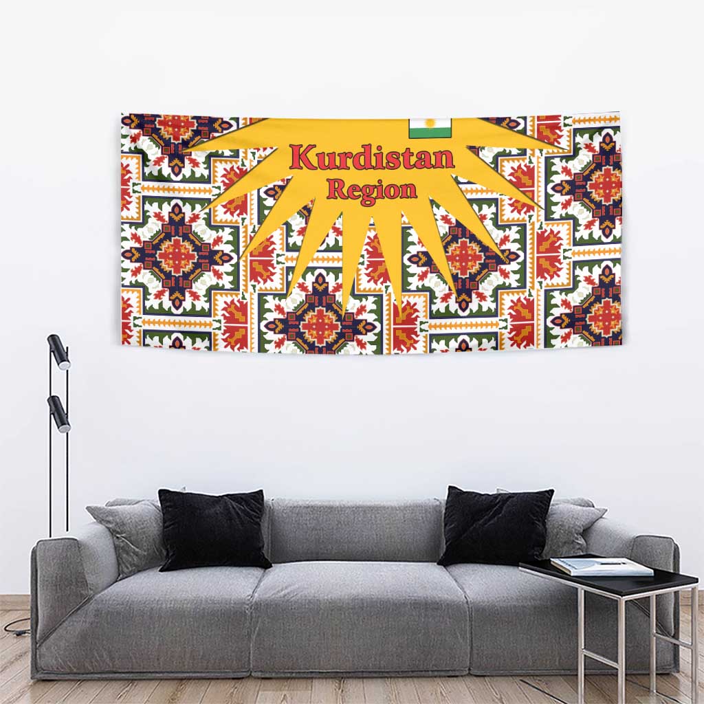 Iraq Kurdistan Region Tapestry Traditional Pattern Yellow Red Green - Wonder Print Shop