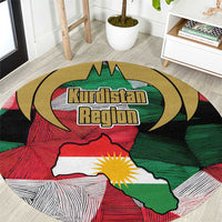 Kurdistan Region Iraq Round Carpet Eagle Emblem Red Green Black - Wonder Print Shop
