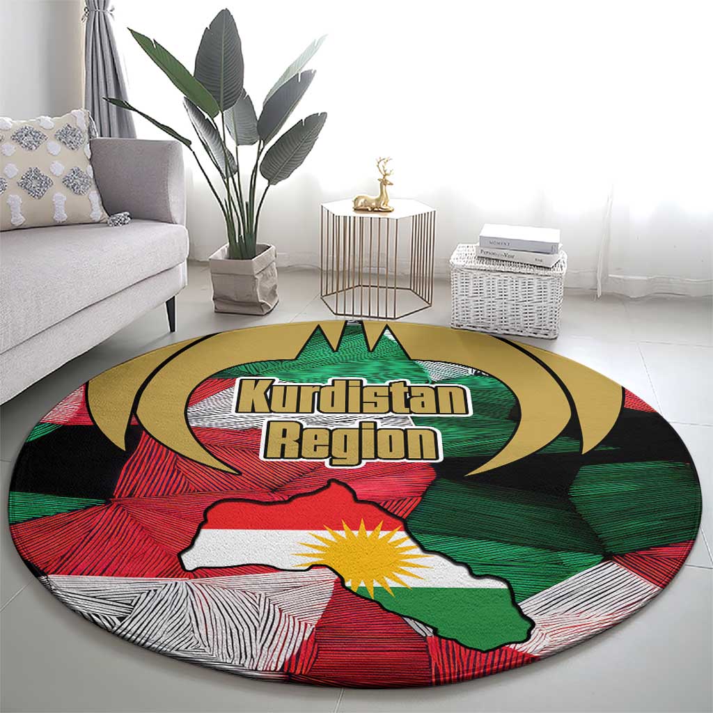 Kurdistan Region Iraq Round Carpet Eagle Emblem Red Green Black - Wonder Print Shop