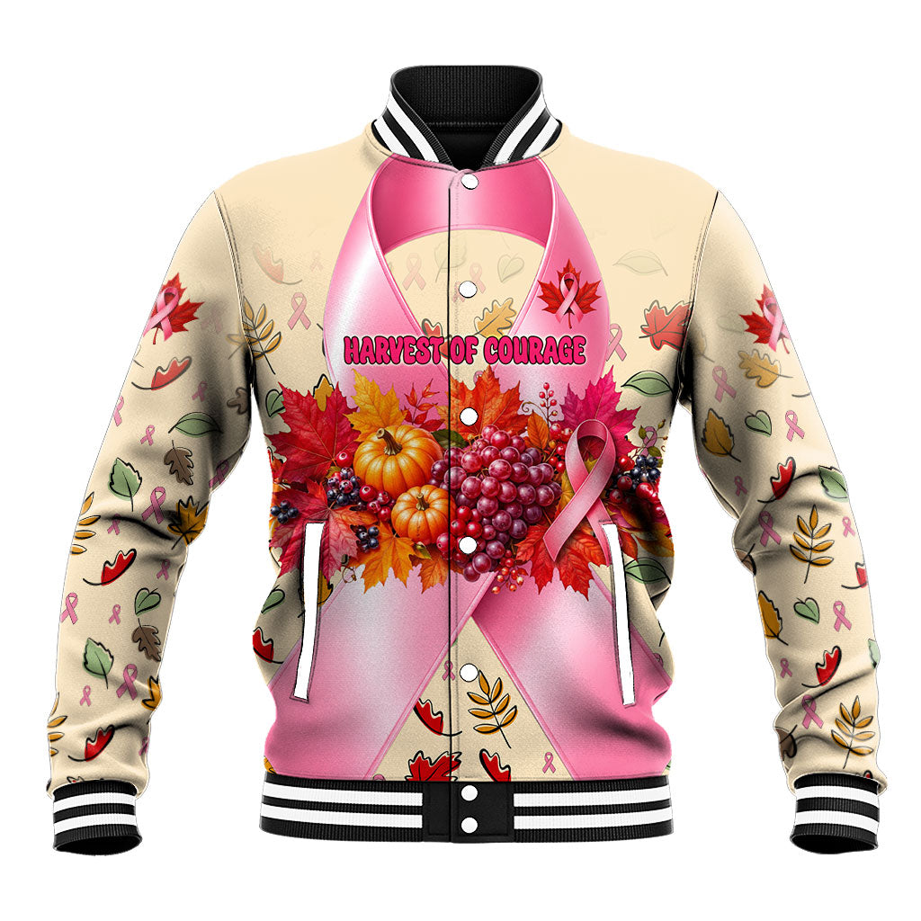 Harvest Of Courage Hope Breast Cancer Awareness Baseball Jacket Pink Ribbon Fall Autumn Pumpkins