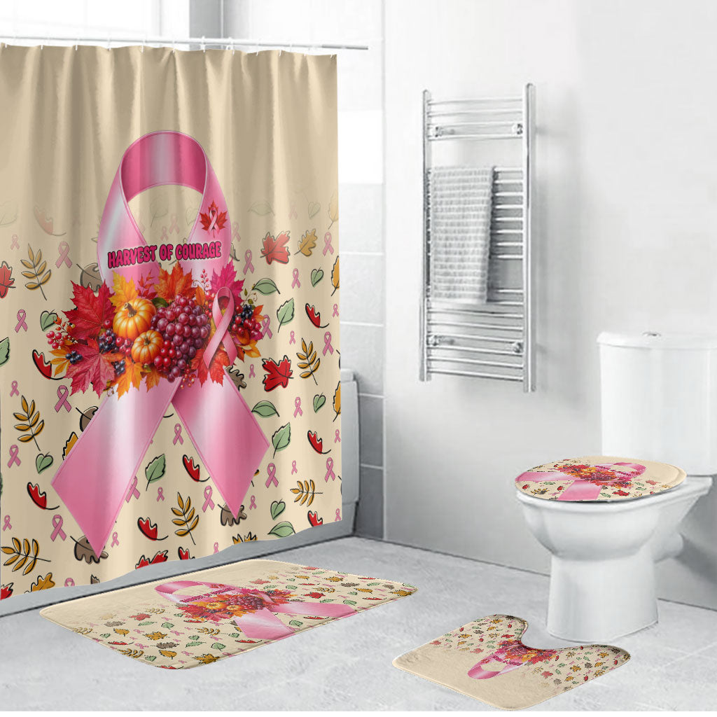 Harvest Of Courage Hope Breast Cancer Awareness Bathroom Set Pink Ribbon Fall Autumn Pumpkins