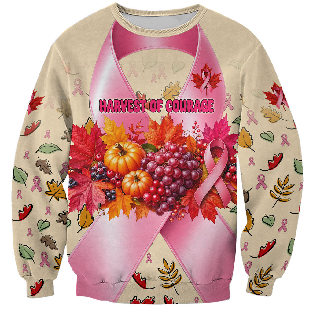 Harvest Of Courage Hope Breast Cancer Awareness Sweatshirt Pink Ribbon Fall Autumn Pumpkins